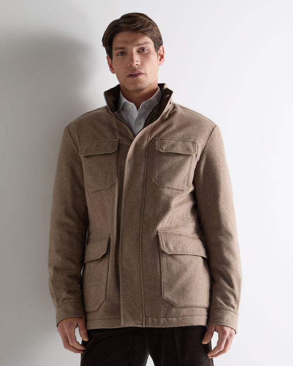 n.peal Men's Vale Cashmere Field Jacket In Taupe Brown