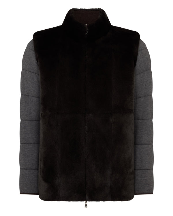 N.peal Men's Whistler Fur Quilted Cashmere Jacket In Chocolate Brown