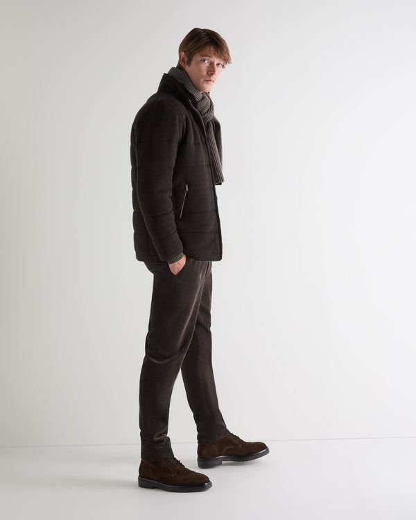 N.peal Men's Whistler Fur Quilted Cashmere Jacket In Chocolate Brown