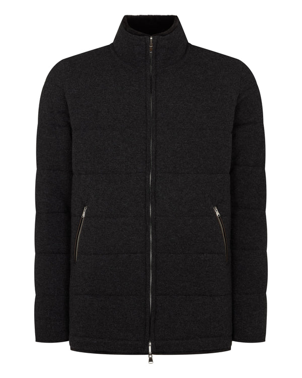 N.peal Men's Whistler Fur Quilted Cashmere Jacket In Deep Charcoal Grey