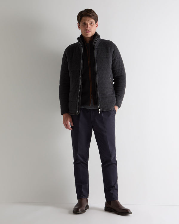 N.peal Men's Whistler Fur Quilted Cashmere Jacket In Deep Charcoal Grey