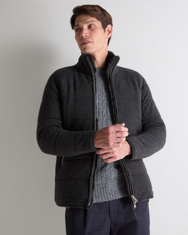 n.peal Men's Whistler Fur Quilted Cashmere Jacket In Deep Charcoal Grey