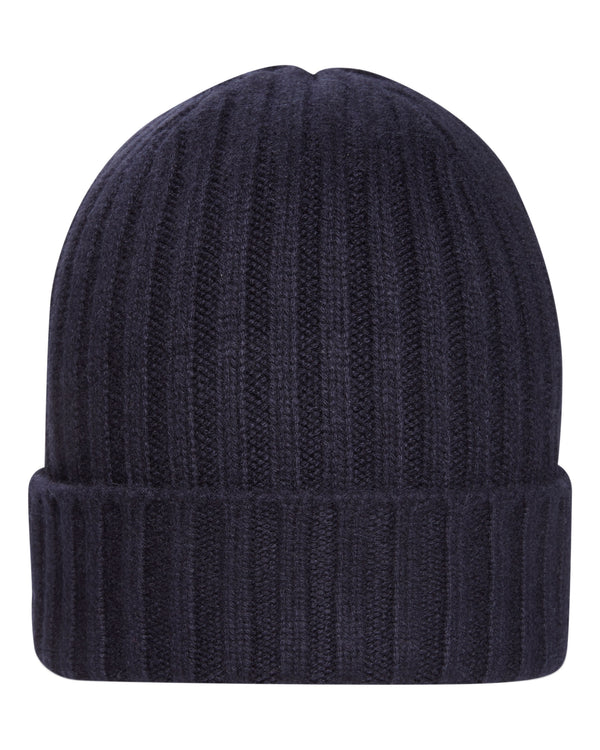 n.peal 007 Chunky Ribbed Cashmere Hat In Navy Blue