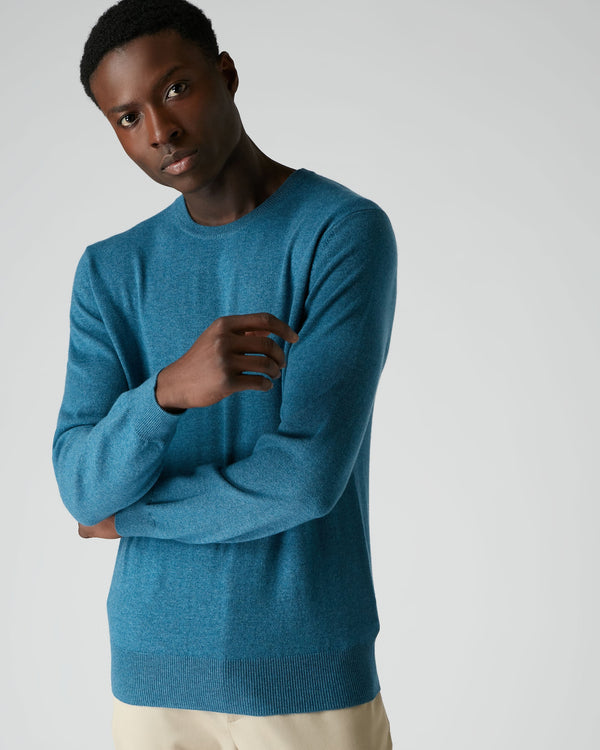 N.peal 007 Crew Neck Cashmere Jumper In Blue Wave