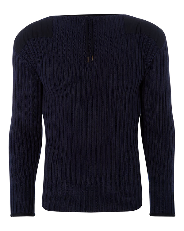 N.peal 007 Ribbed Army Sweater In Navy Blue