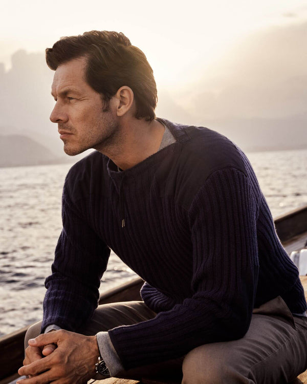 n.peal 007 Ribbed Army Sweater In Navy Blue