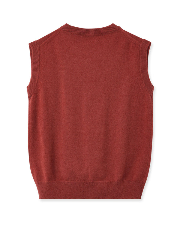 N.peal Boys Cashmere Slipover In Brick Red