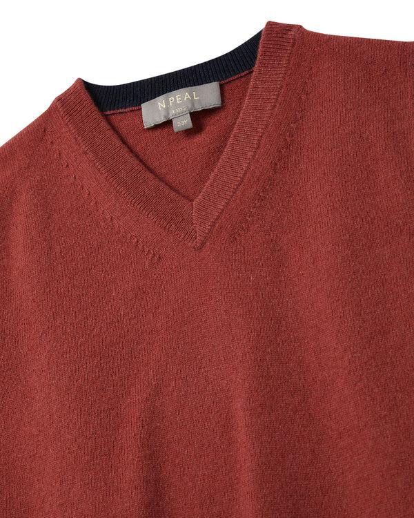 N.peal Boys Cashmere Slipover In Brick Red