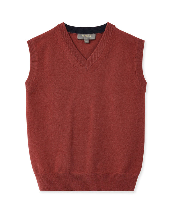 n.peal Boys Cashmere Slipover In Brick Red