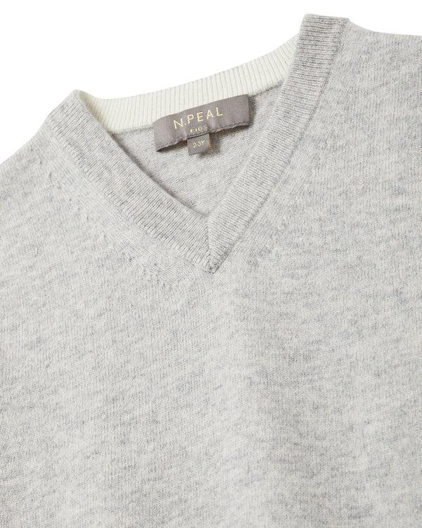 N.peal Boys Cashmere Slipover In Fumo Grey