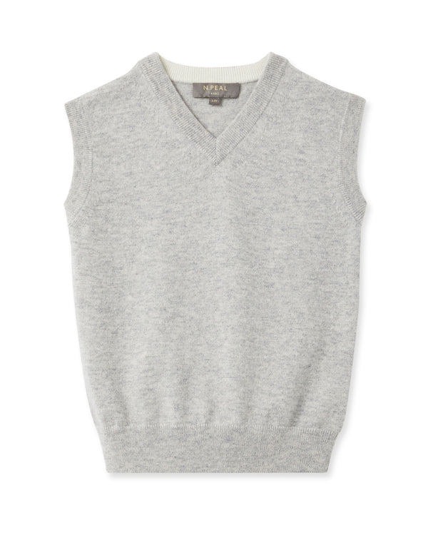 n.peal Boys Cashmere Slipover In Fumo Grey
