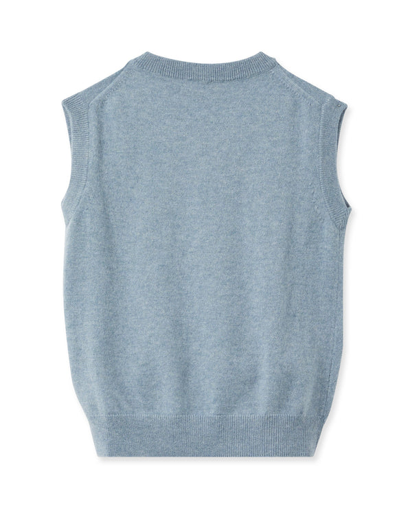 N.peal Boys Cashmere Slipover In Heather Blue