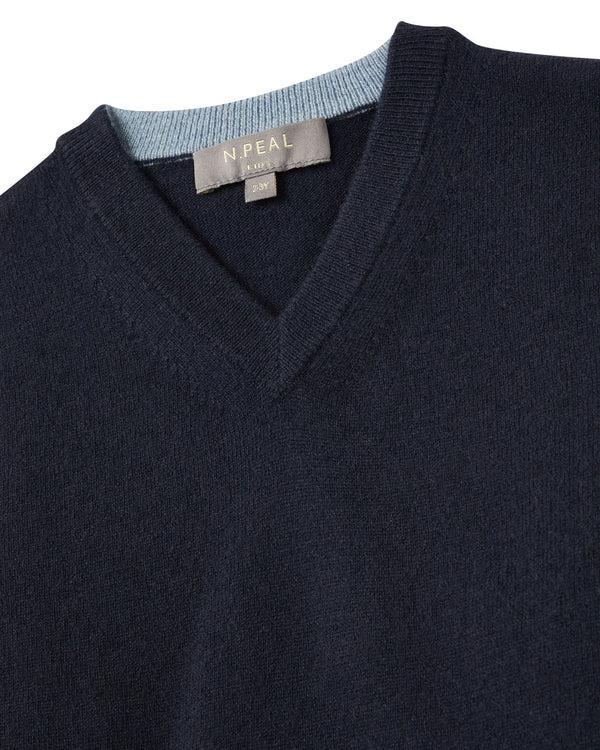 N.peal Boys Cashmere Slipover In Navy Blue