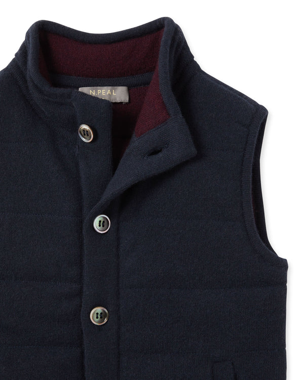 N.peal Boys Mall Cashmere Gilet In Navy Blue