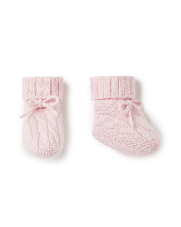 n.peal Cable Cashmere Booties In Pale Pink