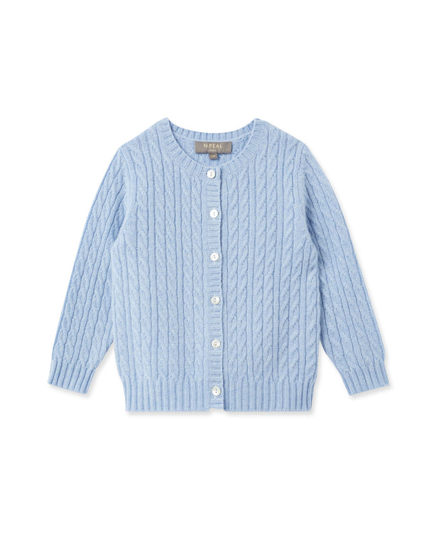 n.peal Cable Cashmere Cardigan In Cornflower Blue