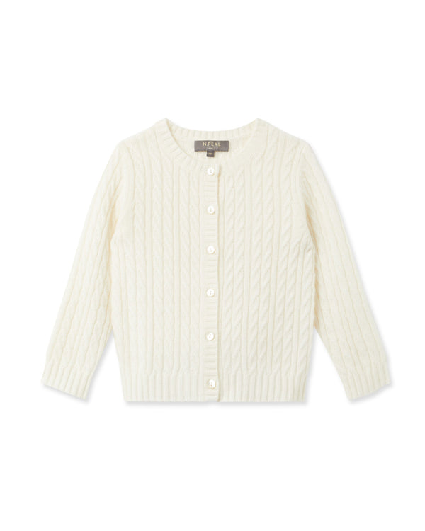 n.peal Cable Cashmere Cardigan In New Ivory White