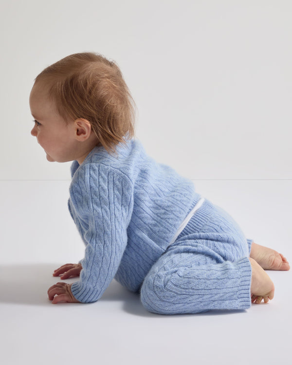 N.peal Cable Cashmere Leggings In Cornflower Blue