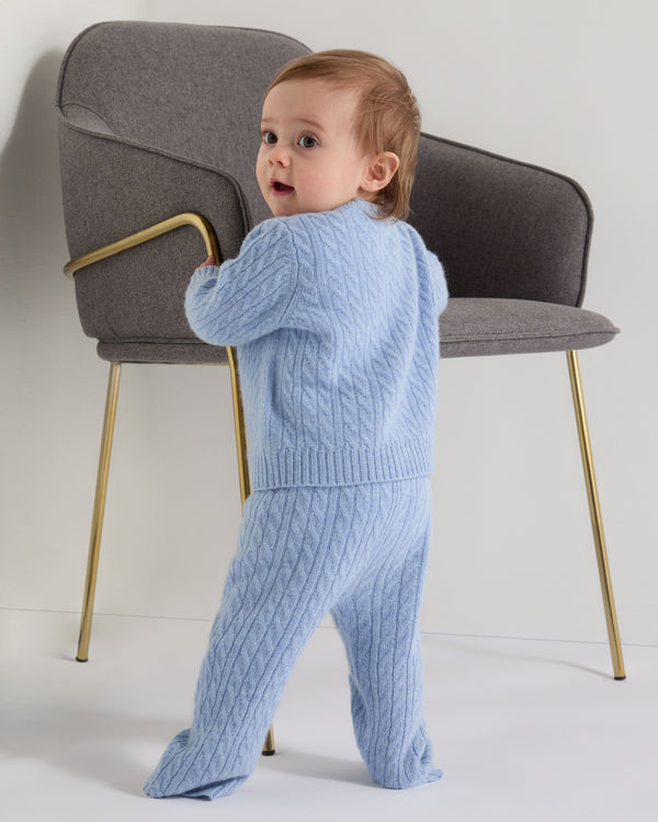 N.peal Cable Cashmere Leggings In Cornflower Blue