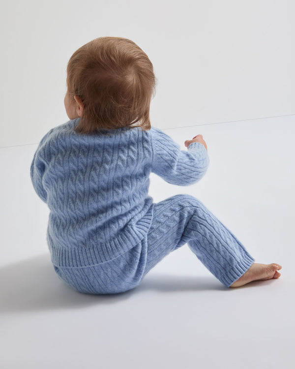 N.peal Cable Cashmere Leggings In Cornflower Blue