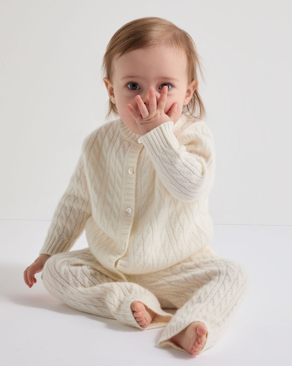 N.peal Cable Cashmere Leggings In New Ivory White