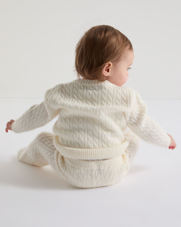 N.peal Cable Cashmere Leggings In New Ivory White