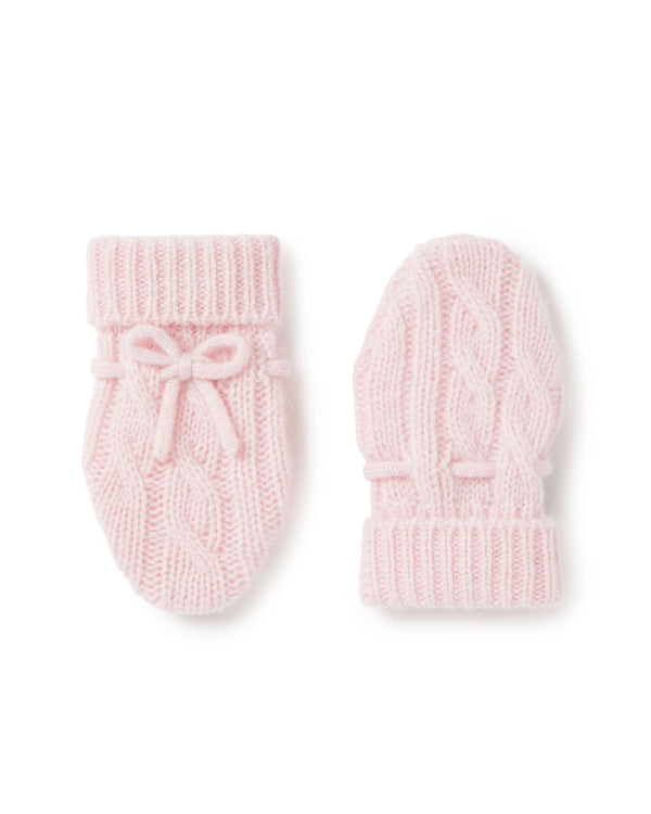 n.peal Cable Cashmere Mittens In Pale Pink