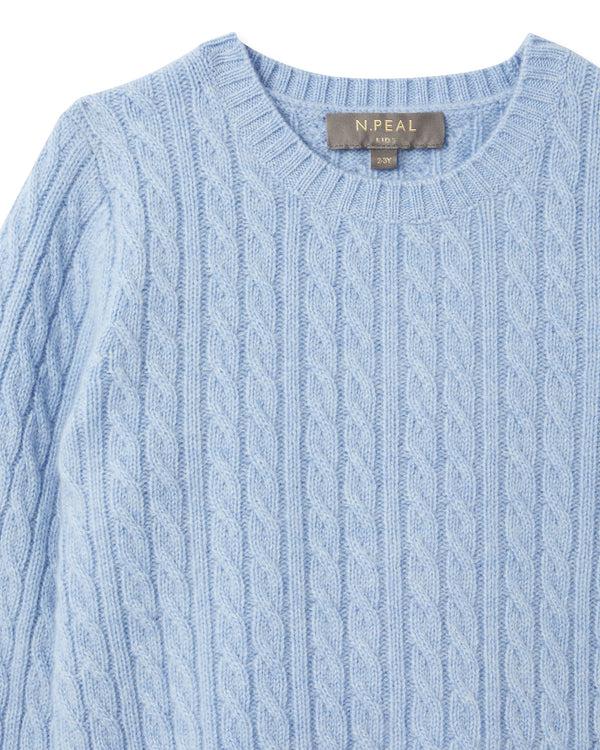 N.peal Cable Cashmere Sweater In Cornflower Blue