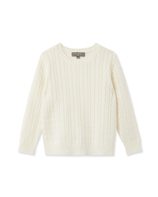 n.peal Cable Cashmere Sweater In New Ivory White