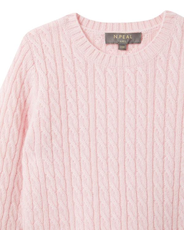 N.peal Cable Cashmere Sweater In Pale Pink