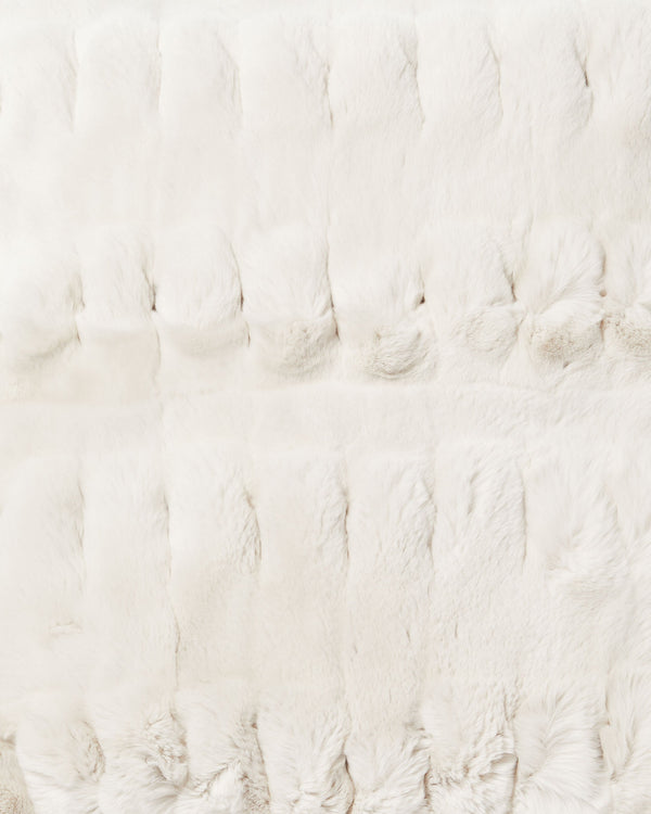 N.peal Chunky Ribbed Cushion With Fur In Snow Grey