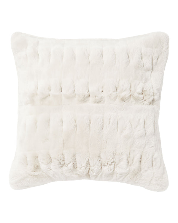 n.peal Chunky Ribbed Cushion With Fur In Snow Grey