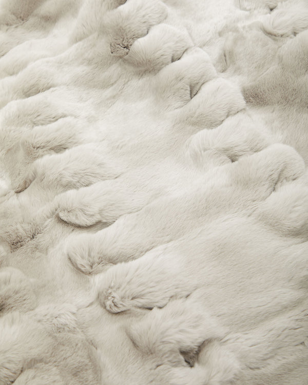N.peal Knitted Fur Blanket In Fumo Grey