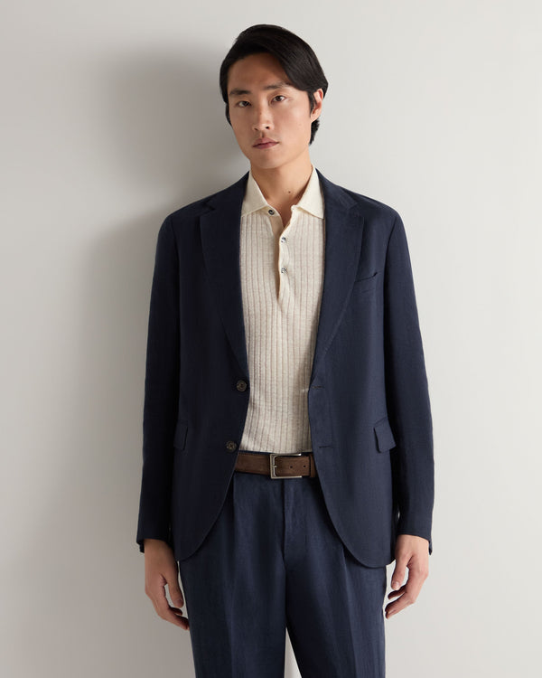n.peal Men's Amalfi Linen Jacket In Navy Blue