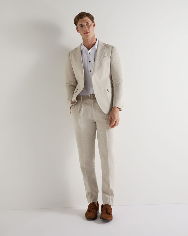 N.peal Men's Amalfi Linen Jacket In Sand Brown