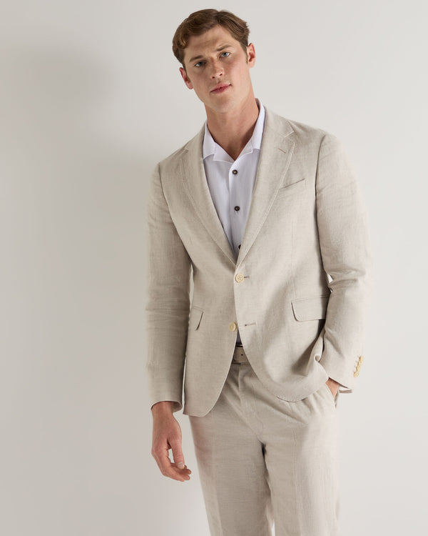 n.peal Men's Amalfi Linen Jacket In Sand Brown