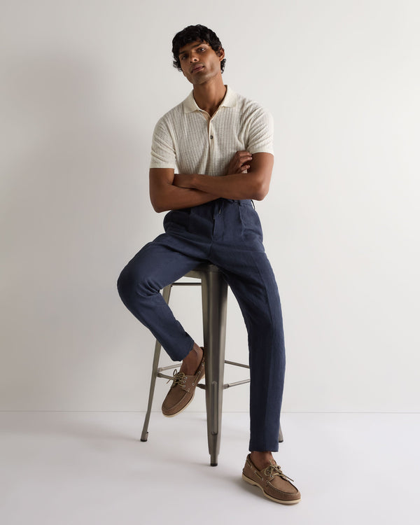 N.peal Men's Atrani Linen Pant In Navy Blue