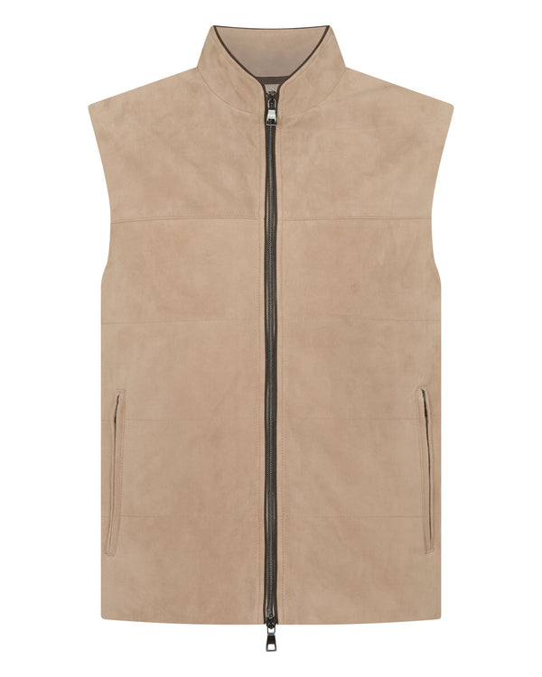 N.peal Men's Belgravia Suede Gilet In Beige Brown