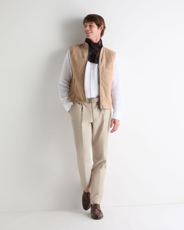 N.peal Men's Belgravia Suede Gilet In Beige Brown