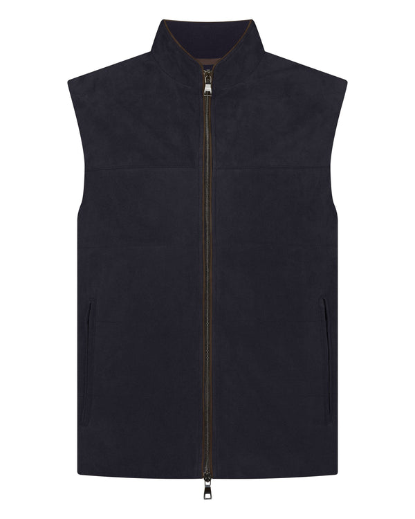 N.peal Men's Belgravia Suede Gilet In Navy Blue