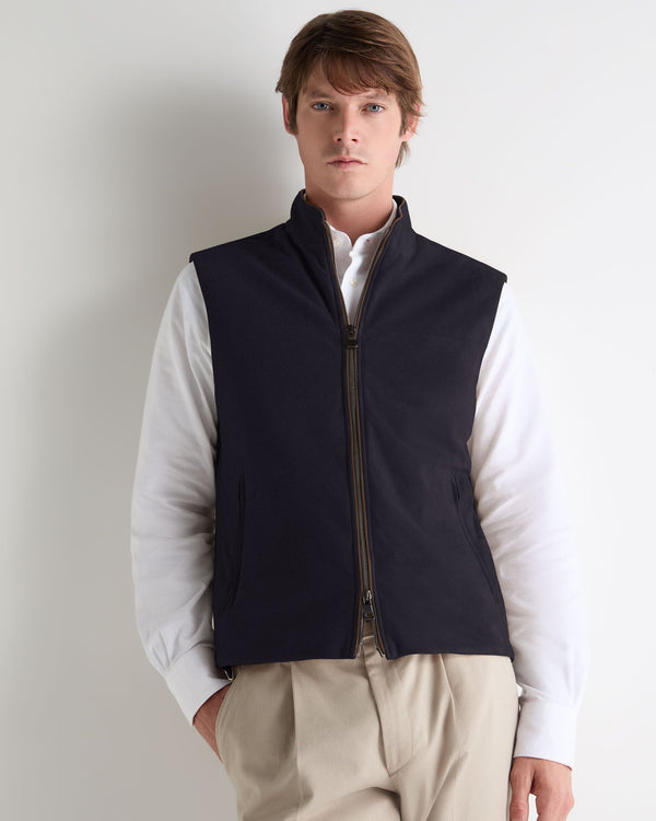 n.peal Men's Belgravia Suede Gilet In Navy Blue
