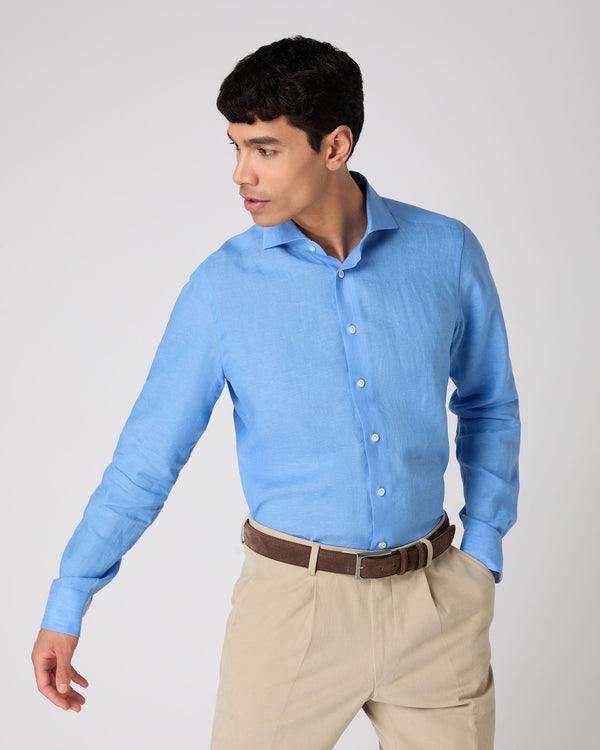 n.peal Men's Cannes Linen Shirt In Blue