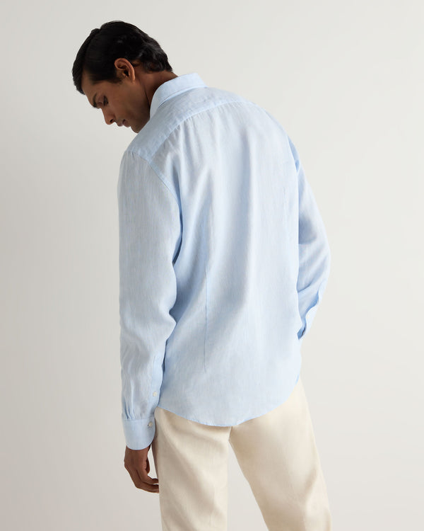 N.peal Men's Cannes Linen Shirt In Light Blue