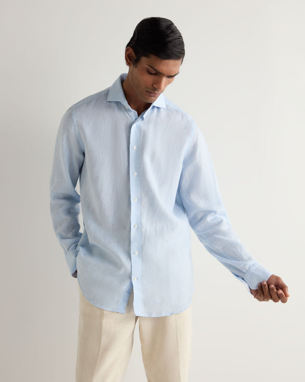 n.peal Men's Cannes Linen Shirt In Light Blue
