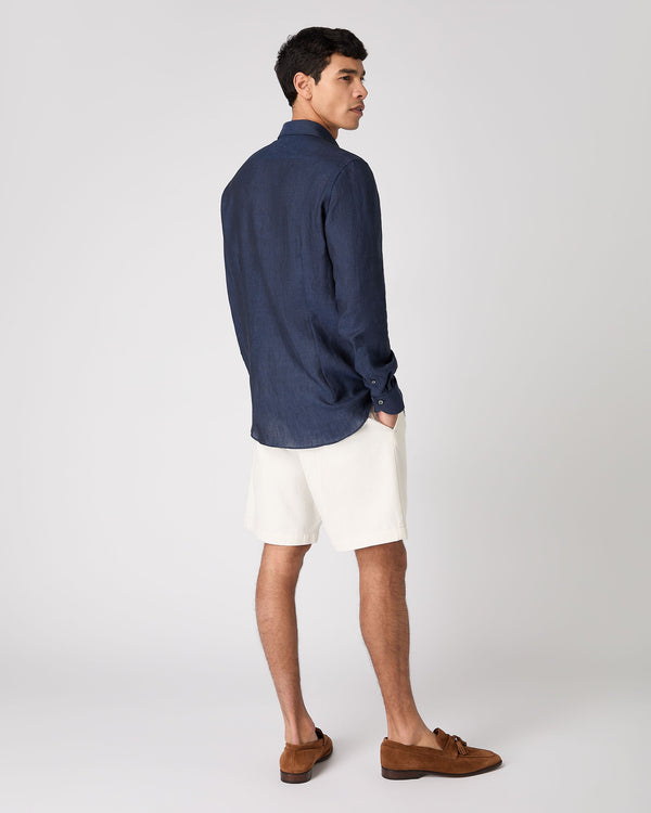 N.peal Men's Cannes Linen Shirt In Navy Blue