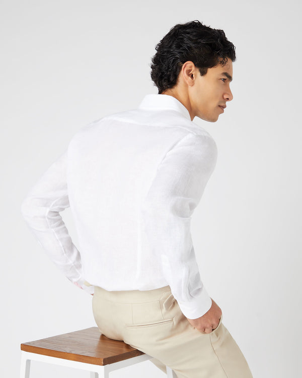 N.peal Men's Cannes Linen Shirt In White