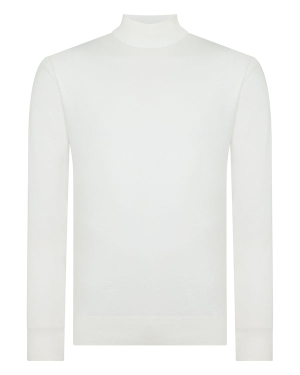 N.peal Men's Cotton Mock Neck Top In White