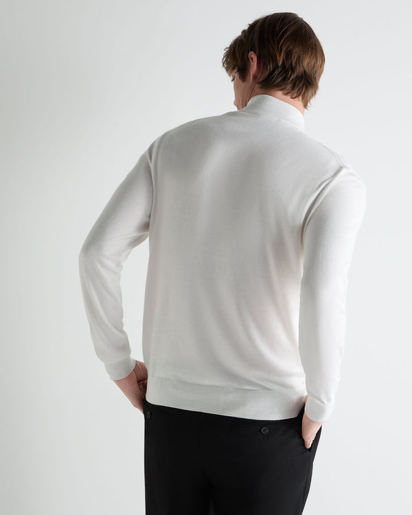N.peal Men's Cotton Mock Neck Top In White
