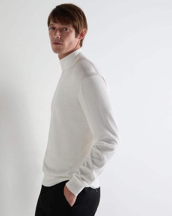 n.peal Men's Cotton Mock Neck Top In White