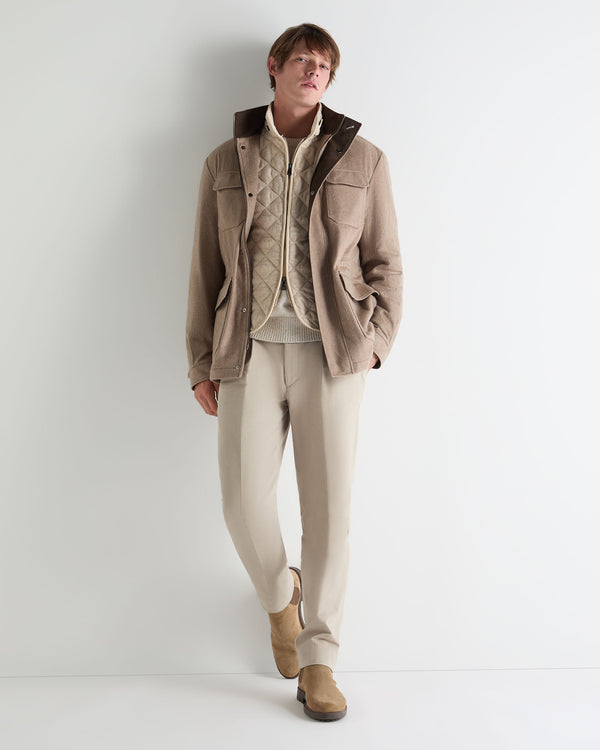 N.peal Men's Diamond Gilet In Beige Brown